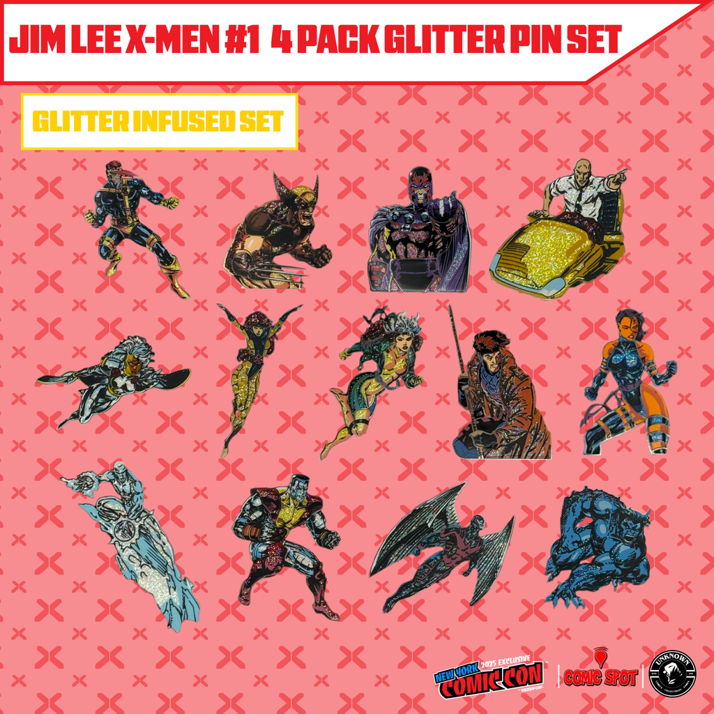 Jim Lee X-Men #1 4 Pack Exclusive Enamel GLITTER ✨ NYCC EXCLUSIVE Pin Set Only 250 Made (10/22/2025)