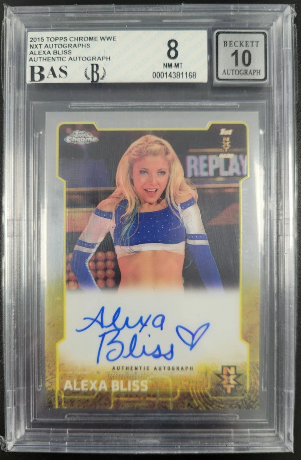 2015 Topps Chrome WWE Alexa Bliss Autograph Card Graded BAS 8
