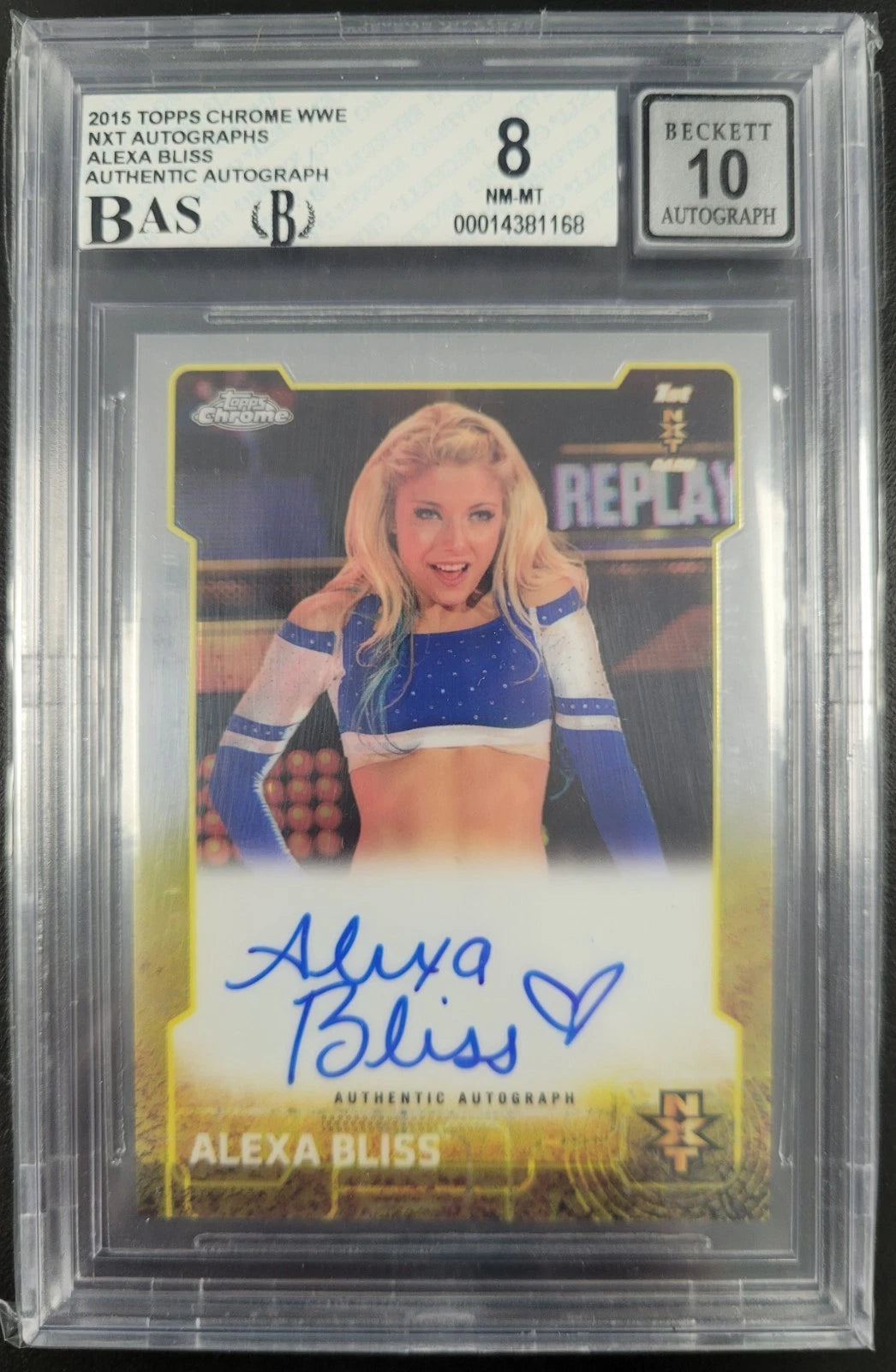 2015 Topps Chrome WWE Alexa Bliss Autograph Card Graded BAS 8