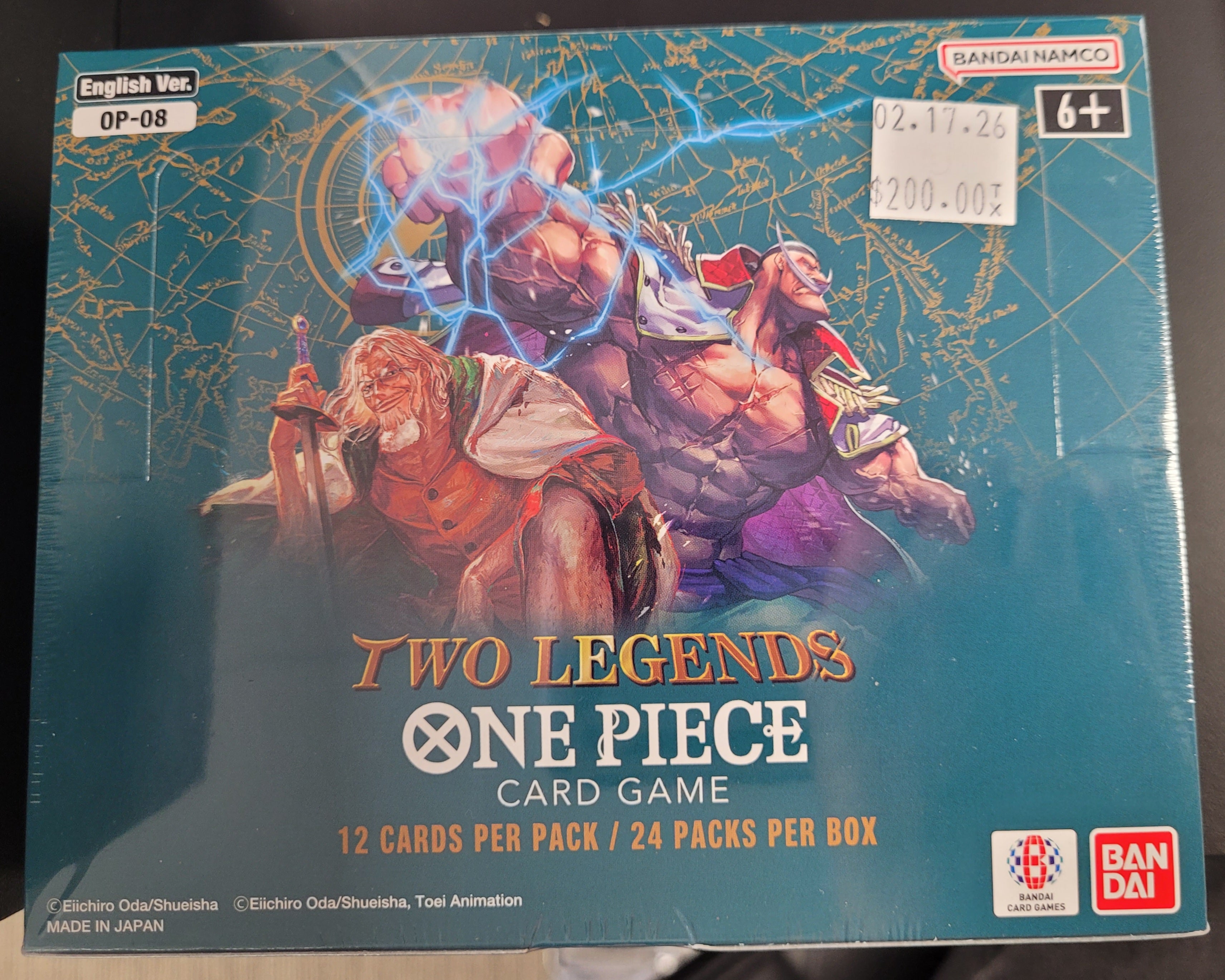 Bandai One Piece OP-08 Two Legends Booster Box Factory Sealed