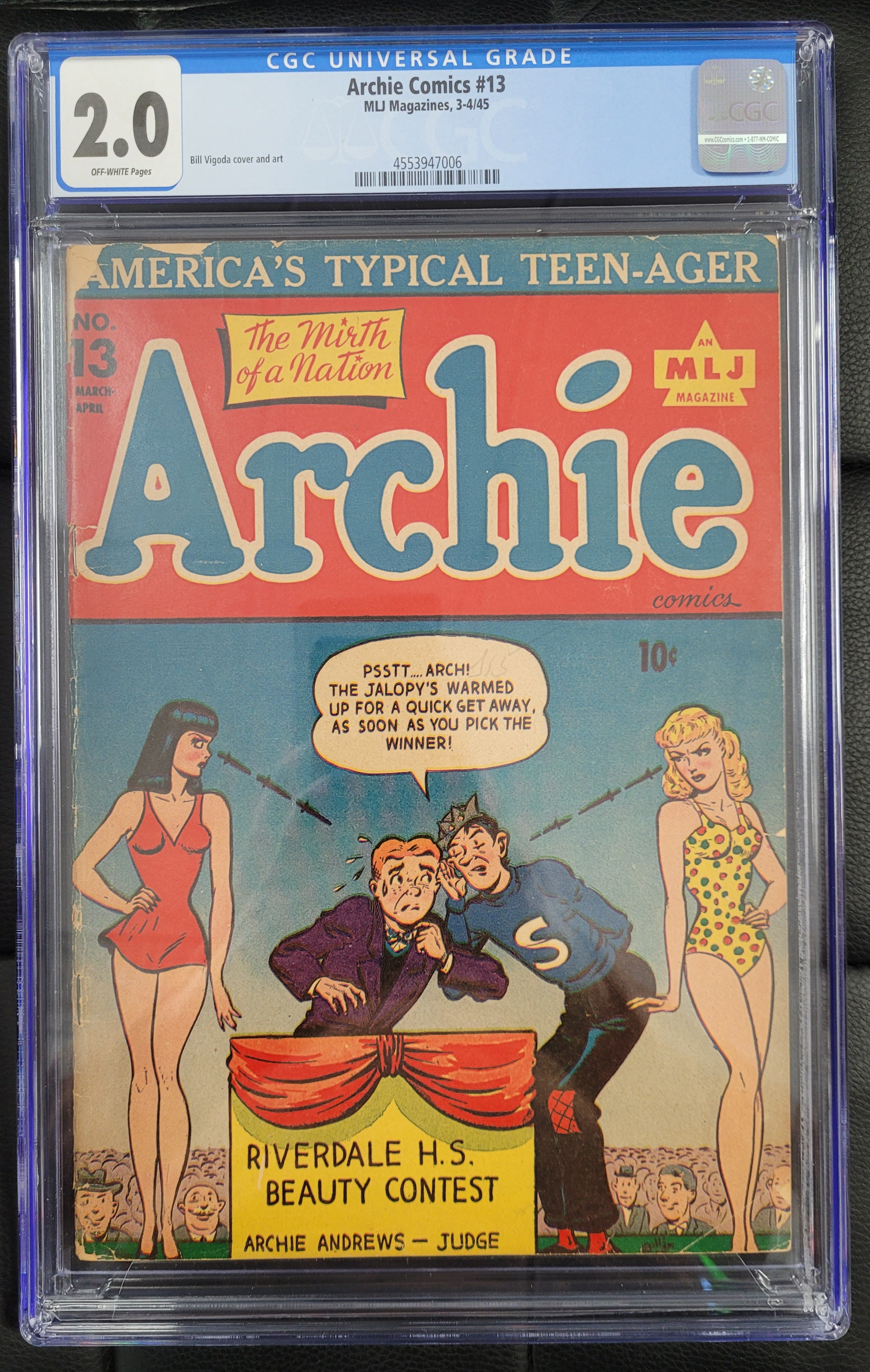 Archie Comics 13 CGC 2.0 Off-White Pages 3-4/45