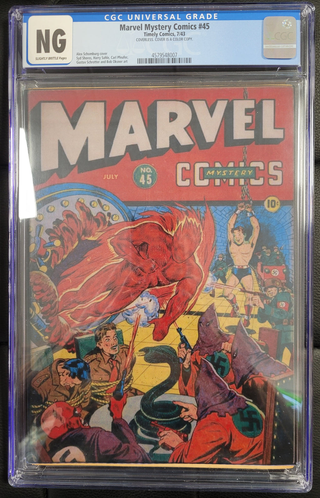 Timely Marvel Mystery Comics 45 CGC NG Slightly Brittle Pages 7/43