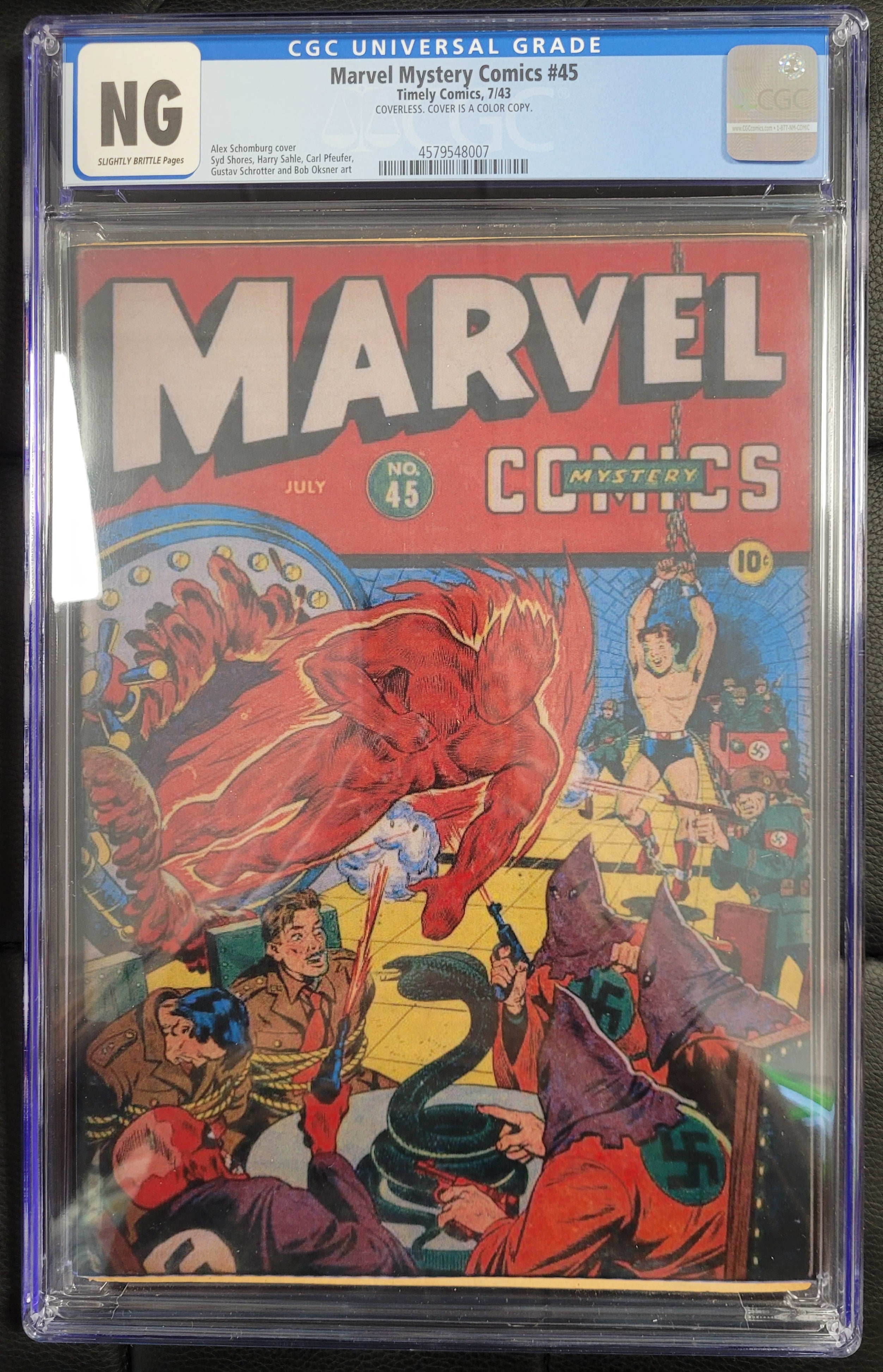 Timely Marvel Mystery Comics 45 CGC NG Slightly Brittle Pages 7/43