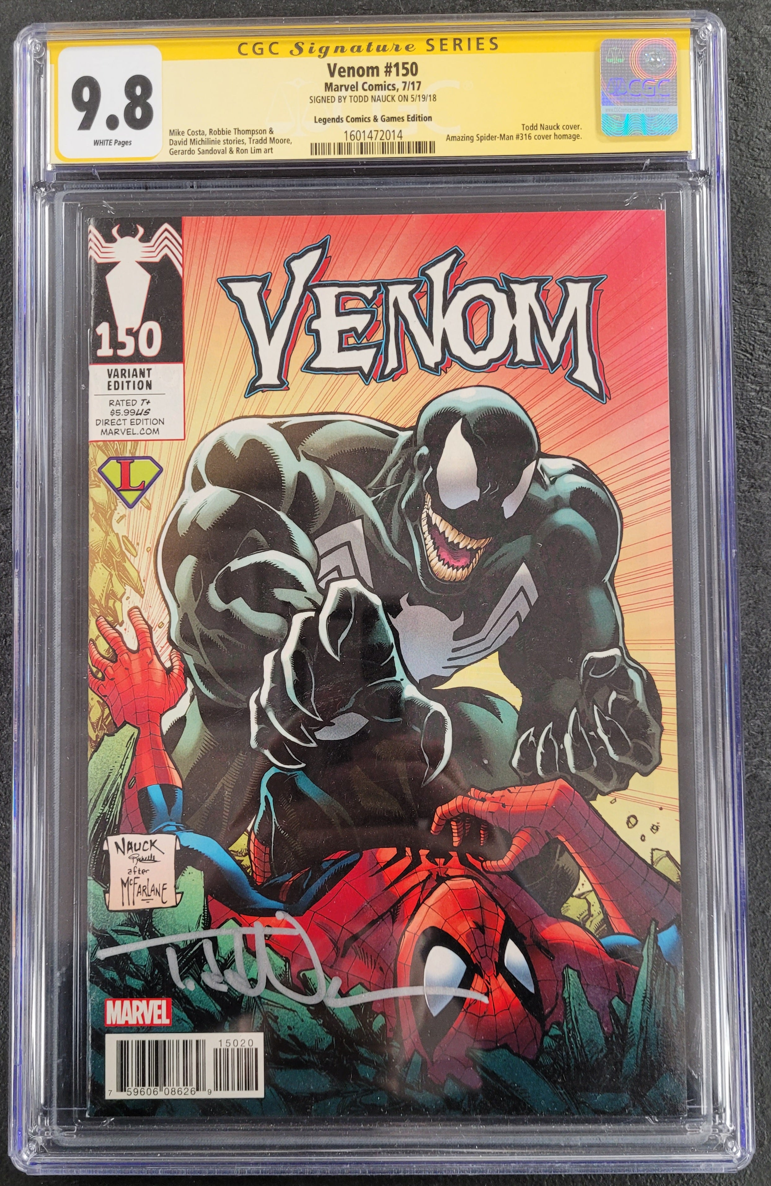 Marvel Venom 150 Legends Exclusive CGC SS 9.8 Signed by Todd Nauck