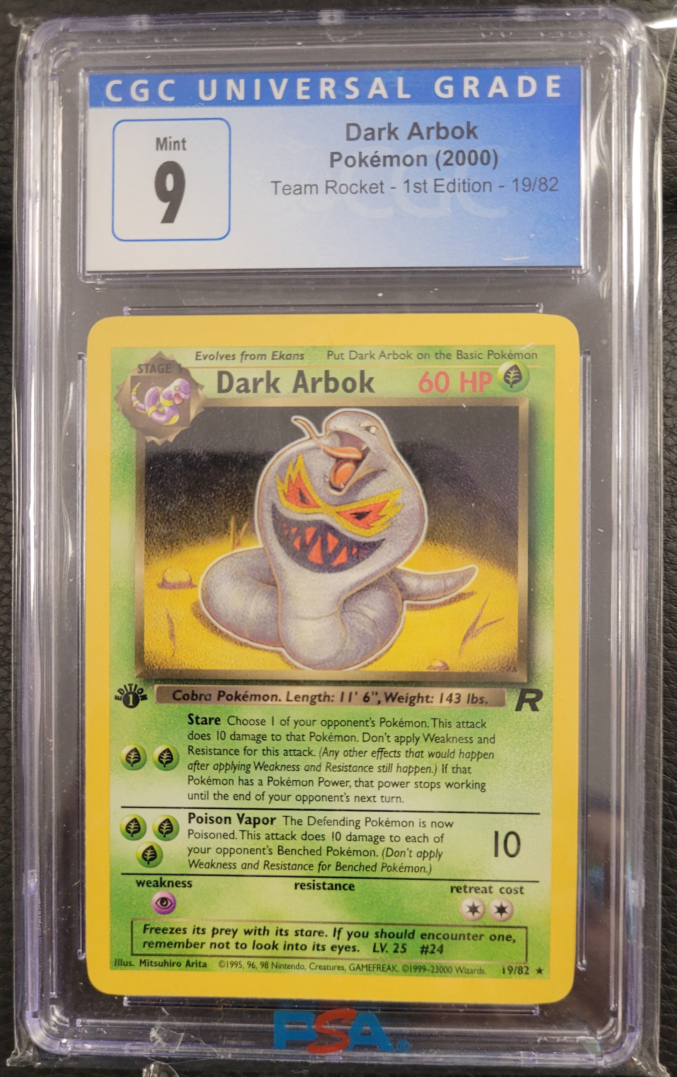 Pokemon Dark Arbok 19/82 Team Rocket 1st Ed. CGC 9