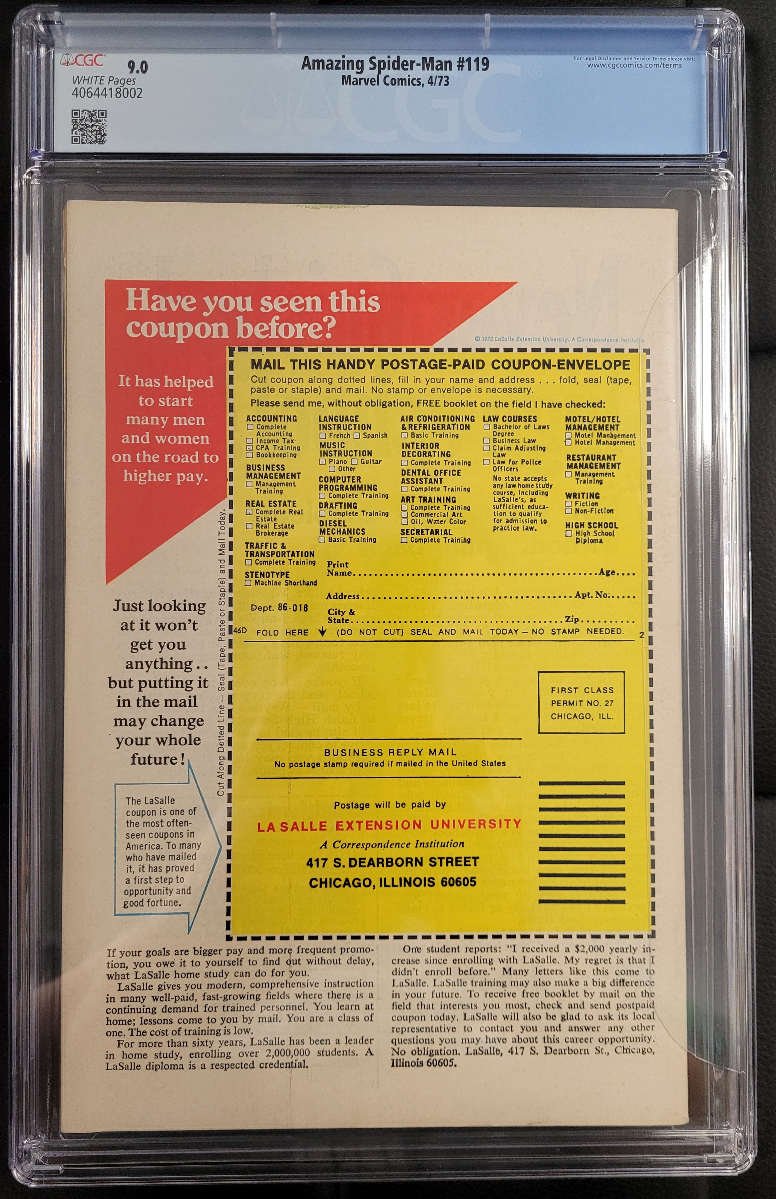 Amazing Spider-Man 119 CGC 9.0 White Pages