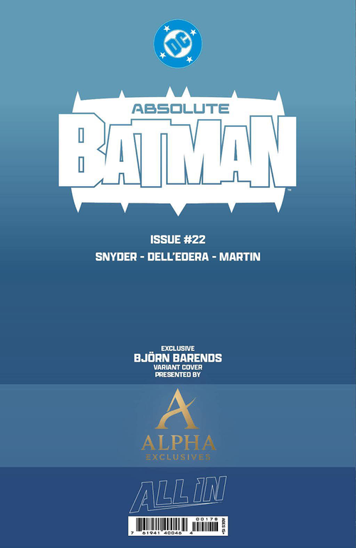 ABSOLUTE BATMAN #22 BJORN BARENDS EXCLUSIVE VIRGIN VAR (07/08/2026)