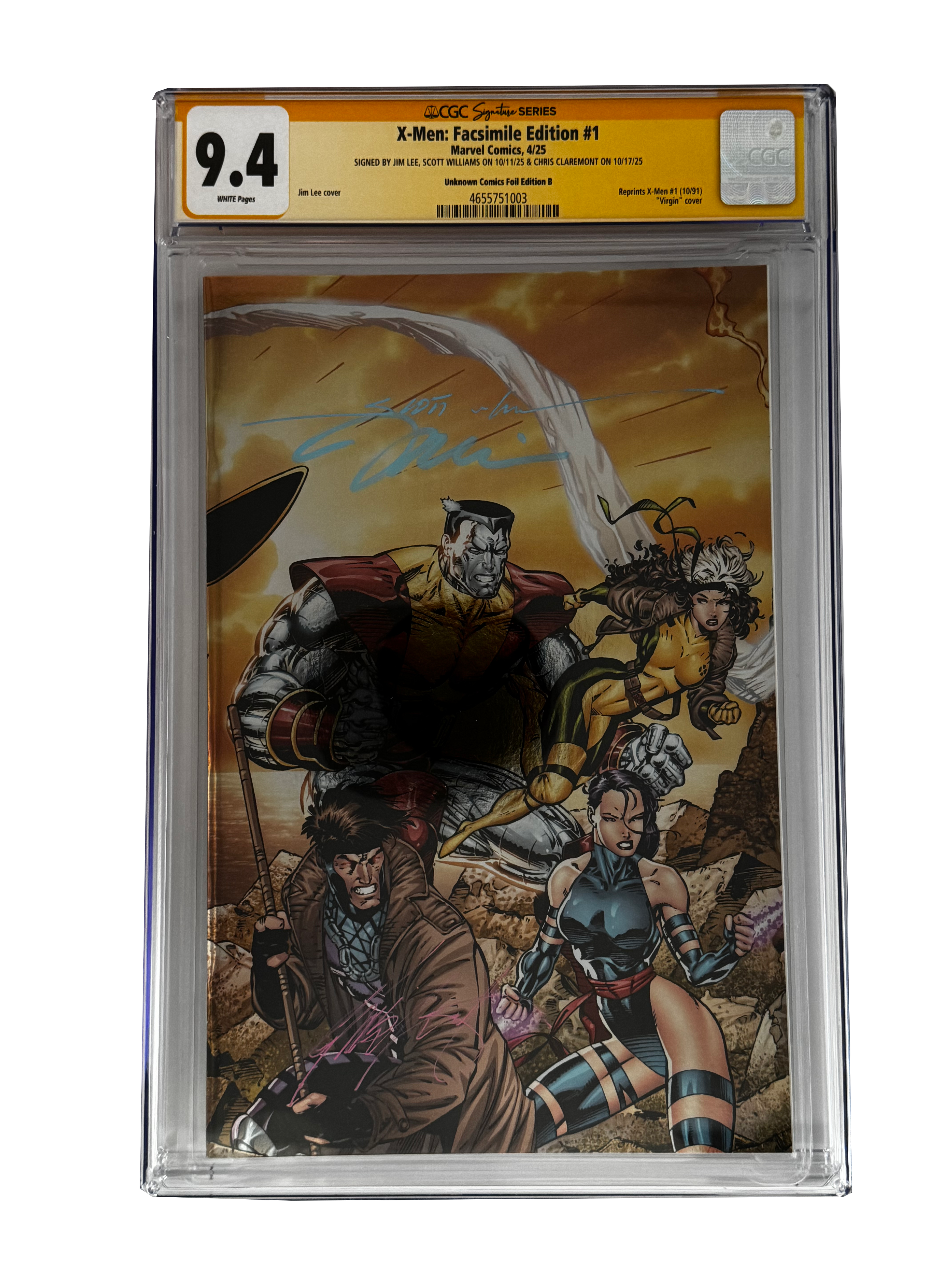 [TRIPLE SIGNED CGC YELLOW LABEL 4 PACK FOIL] X-Men 1991 #1 Facsimile Jim Lee | Claremont |  Williams Cover Var [Set #3]