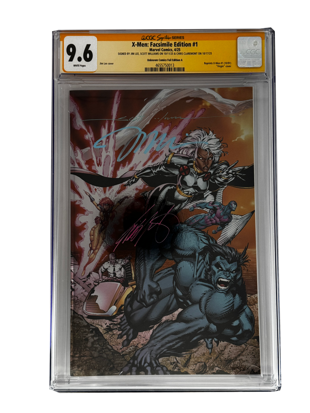 [TRIPLE SIGNED CGC YELLOW LABEL 4 PACK FOIL] X-Men 1991 #1 Facsimile Jim Lee | Claremont |  Williams Cover Var [Set #3]